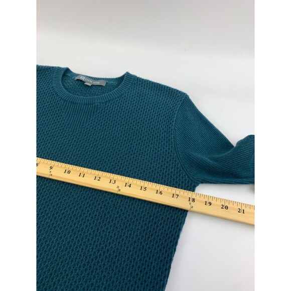Title Nine Woolicious Waffle Sweater Dress Long Sleeve Knee Teal Crew Neck Small - Picture 12 of 16